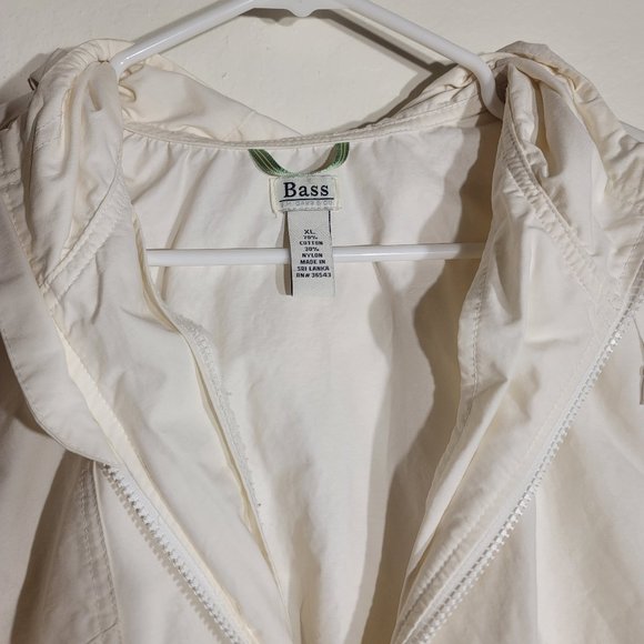 GH Bass and Co White Ivory Solid Full-zip Unlined Windbreaker Jacket sz XL GUC - Picture 3 of 15